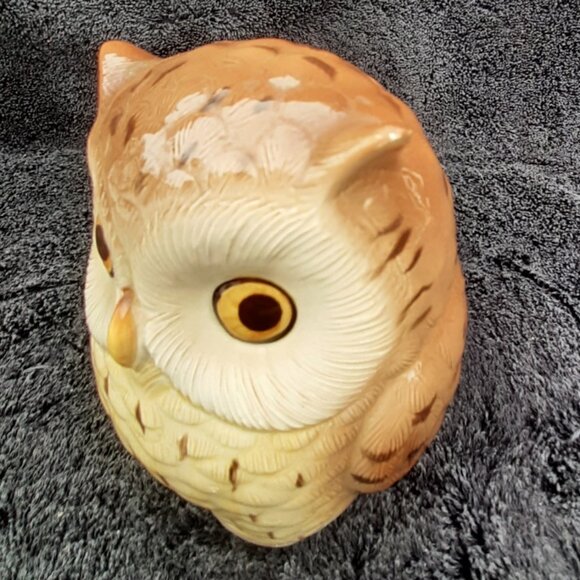 Otagiri Mid Century OMC Japan Owl Bird Piggy Hand Painted 5" Ceramic Coin Bank - Picture 4 of 8